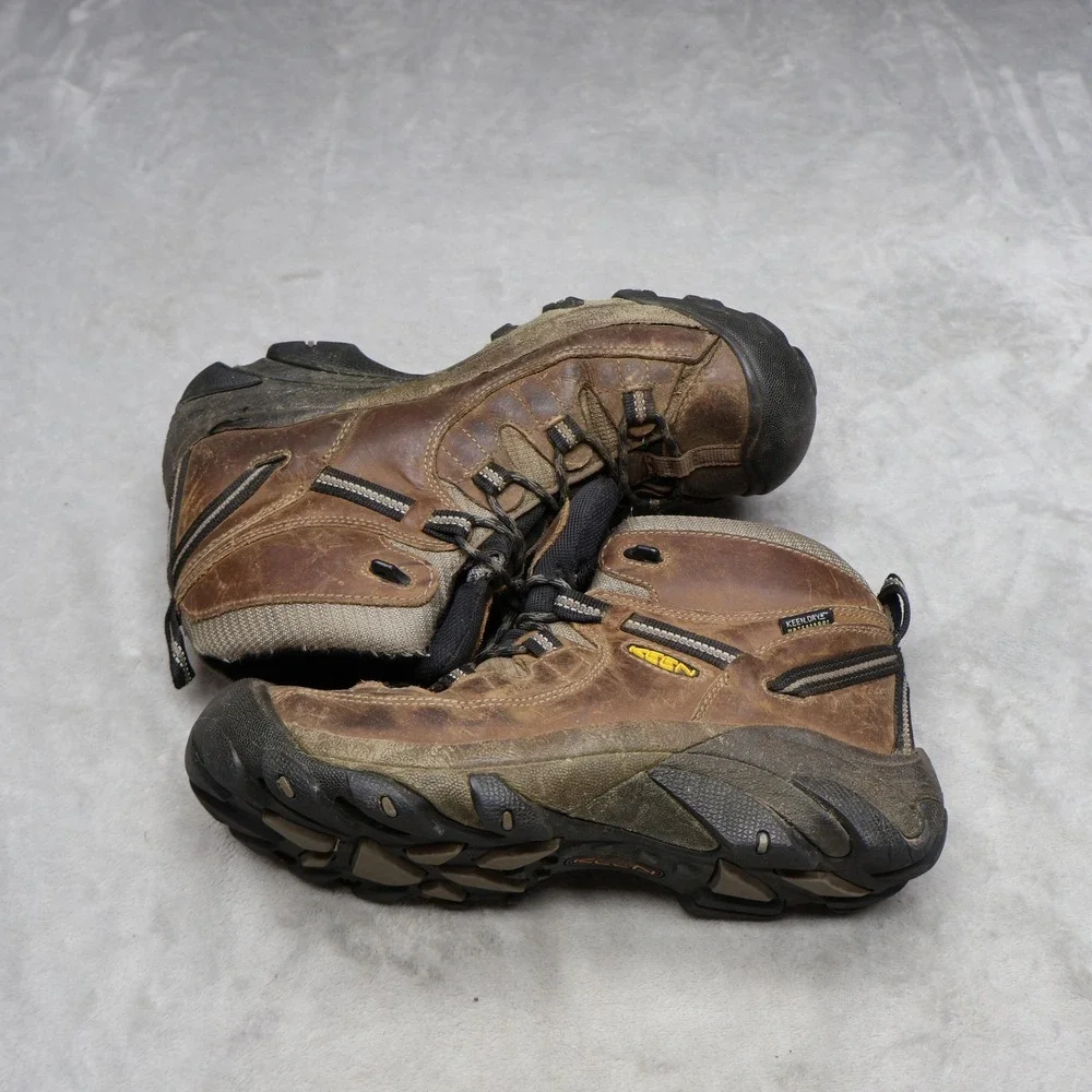 Keen Men 9 Hiking Boots‎ Brown Leather Targhee II Mid Trail Rugged Waterproof